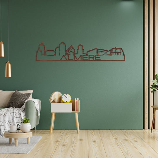 Skyline Shape Almere Noten houten cadeau decoratie relatiegeschenk van WoodWideCities