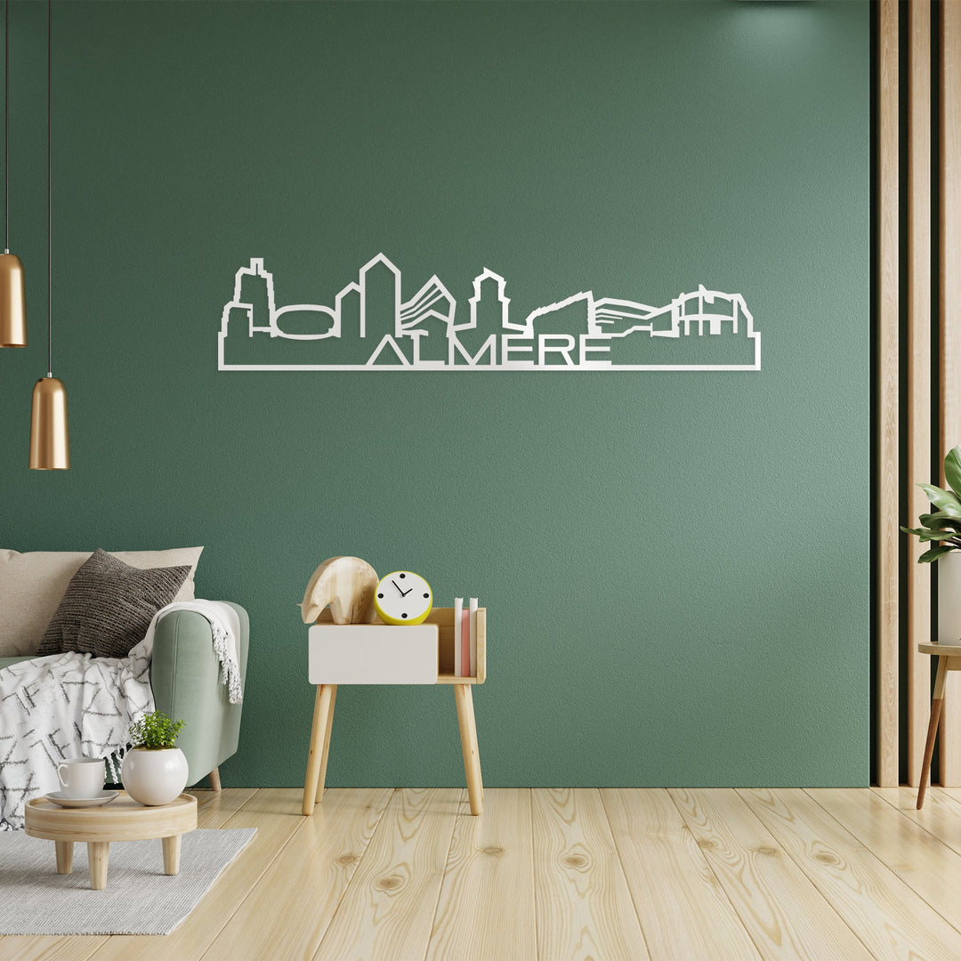 Skyline Shape Almere Wit glanzend gerecycled kunststof cadeau decoratie relatiegeschenk van WoodWideCities