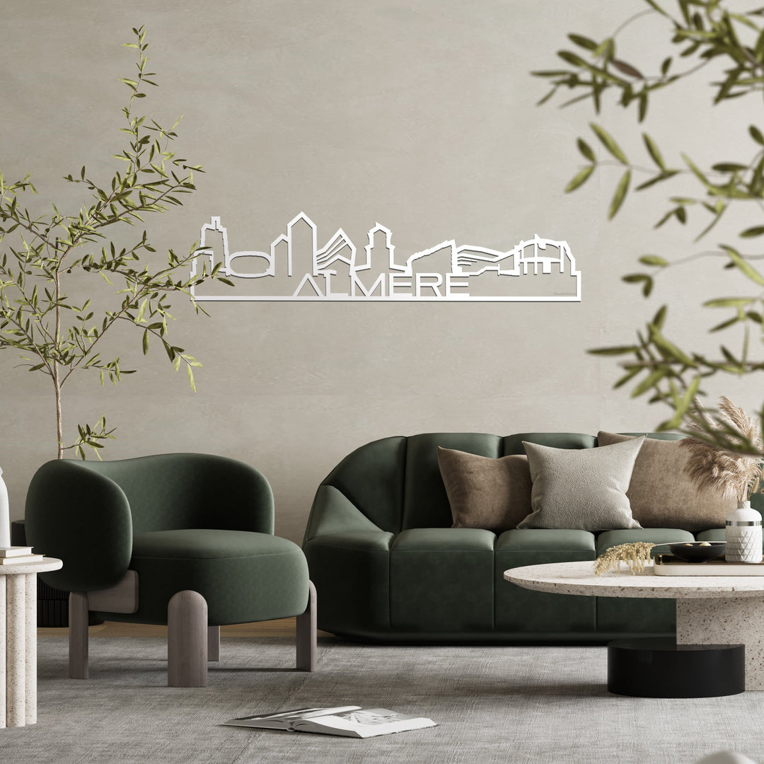 Skyline Shape Almere Wit glanzend gerecycled kunststof cadeau decoratie relatiegeschenk van WoodWideCities