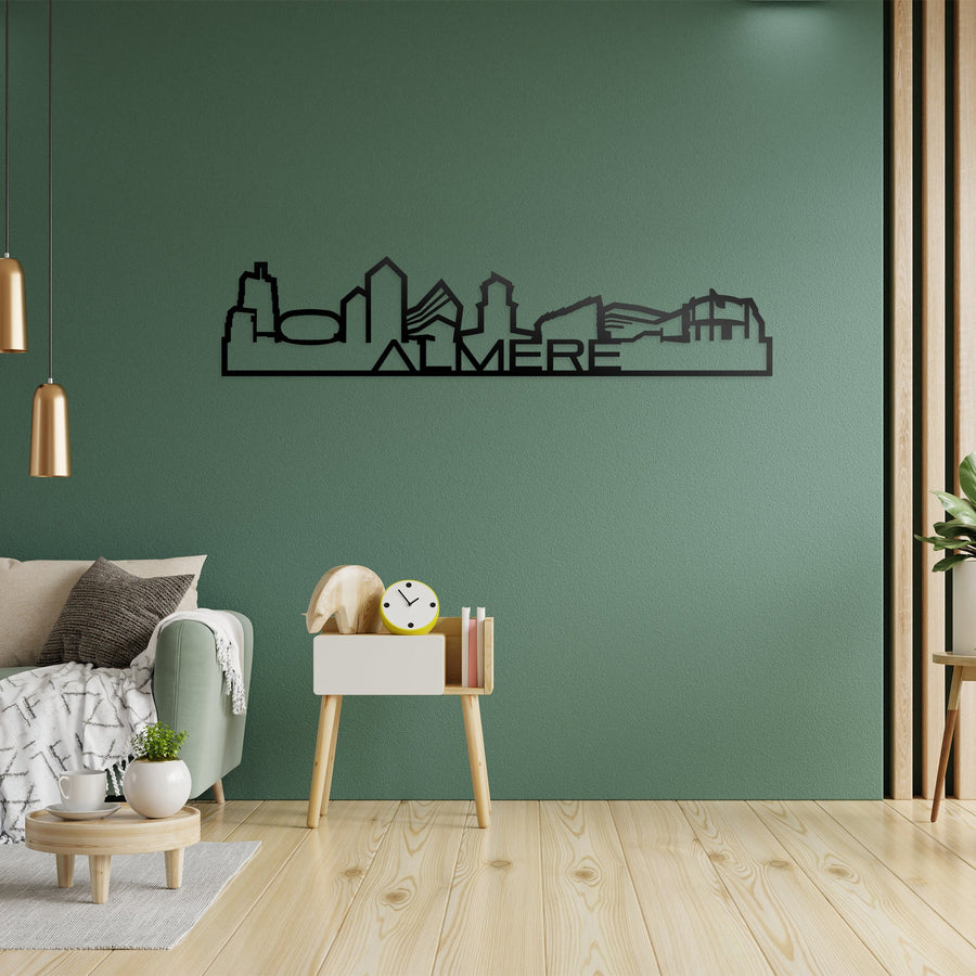 Skyline Shape Almere Zwart glanzend gerecycled kunststof cadeau decoratie relatiegeschenk van WoodWideCities