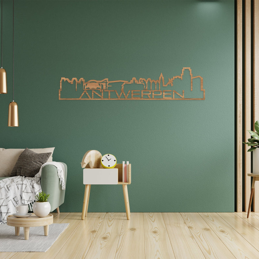 Skyline Shape Antwerpen Eiken houten cadeau decoratie relatiegeschenk van WoodWideCities