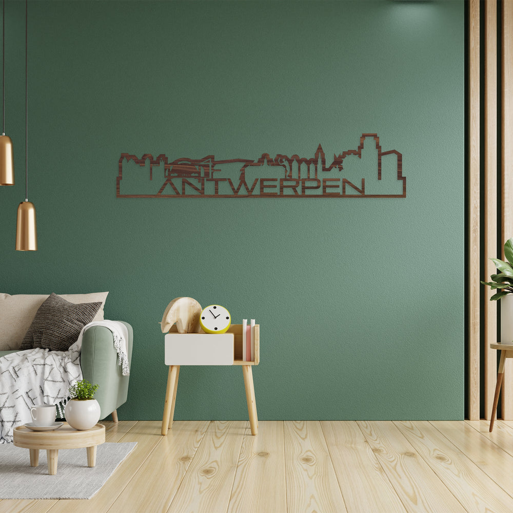 Skyline Shape Antwerpen Noten houten cadeau decoratie relatiegeschenk van WoodWideCities