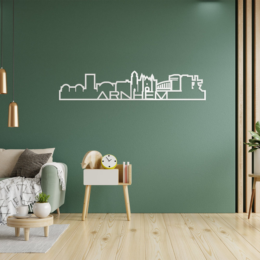 Skyline Shape Arnhem Wit glanzend gerecycled kunststof cadeau decoratie relatiegeschenk van WoodWideCities