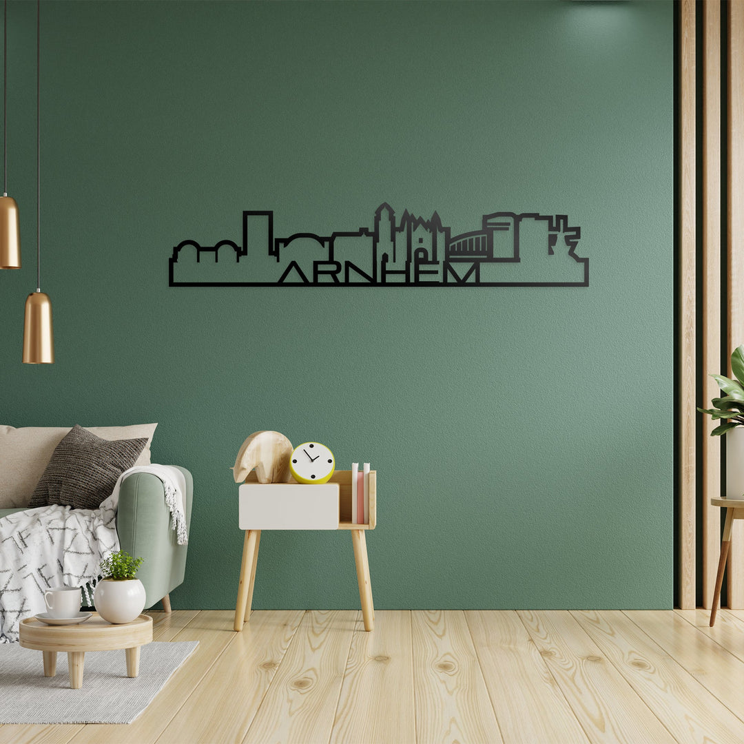 Skyline Shape Arnhem Zwart glanzend gerecycled kunststof cadeau decoratie relatiegeschenk van WoodWideCities