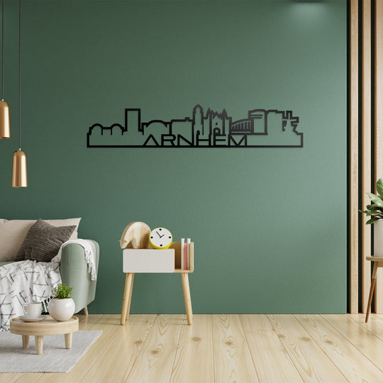 Skyline Shape Arnhem Zwart glanzend gerecycled kunststof cadeau decoratie relatiegeschenk van WoodWideCities