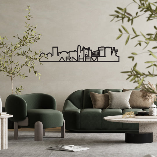 Skyline Shape Arnhem Zwart glanzend gerecycled kunststof cadeau decoratie relatiegeschenk van WoodWideCities