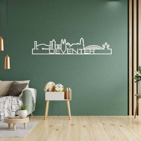 Skyline Shape Deventer Wit glanzend gerecycled kunststof cadeau decoratie relatiegeschenk van WoodWideCities