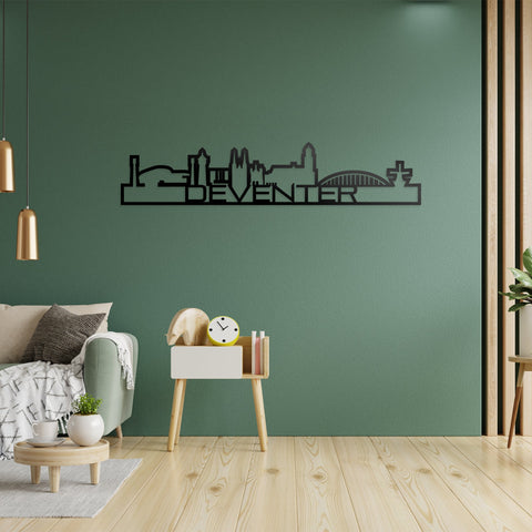 Skyline Shape Deventer Zwart glanzend gerecycled kunststof cadeau decoratie relatiegeschenk van WoodWideCities