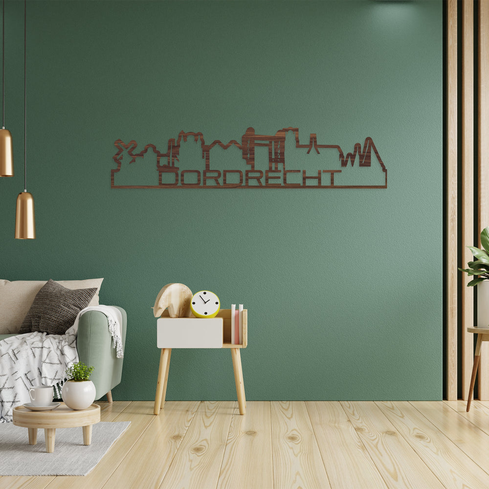 Skyline Shape Dordrecht Noten houten cadeau decoratie relatiegeschenk van WoodWideCities