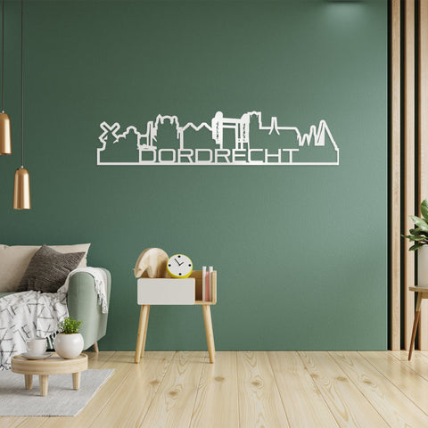 Skyline Shape Dordrecht Wit glanzend gerecycled kunststof cadeau decoratie relatiegeschenk van WoodWideCities