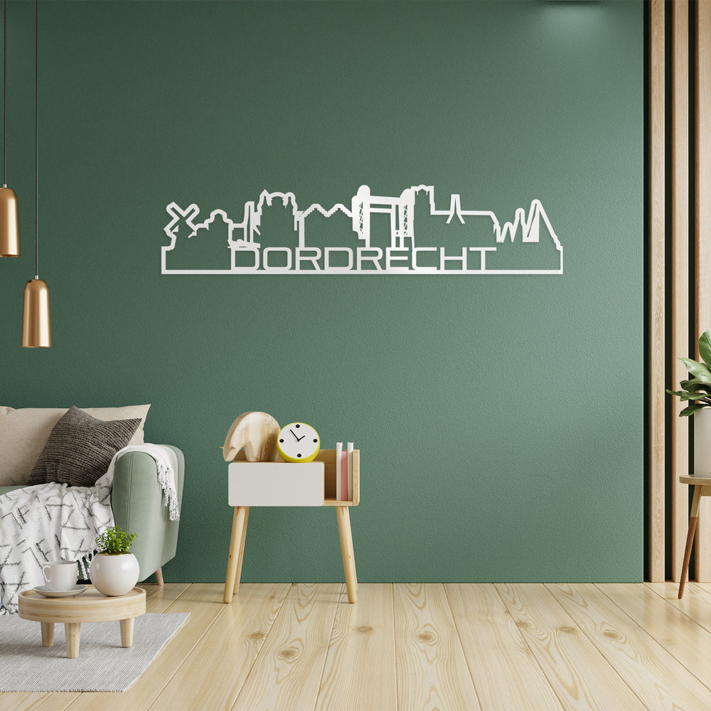 Skyline Shape Dordrecht Wit glanzend gerecycled kunststof cadeau decoratie relatiegeschenk van WoodWideCities