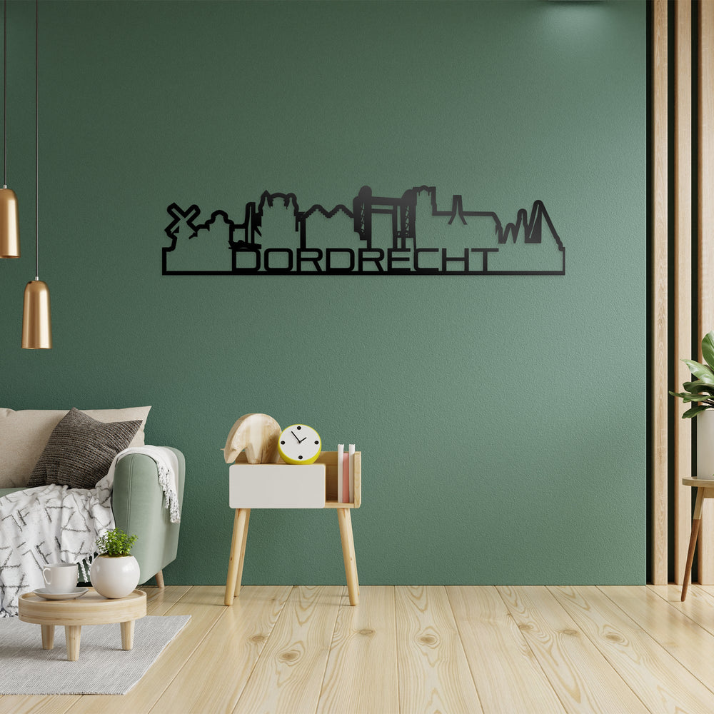 Skyline Shape Dordrecht Zwart glanzend gerecycled kunststof cadeau decoratie relatiegeschenk van WoodWideCities