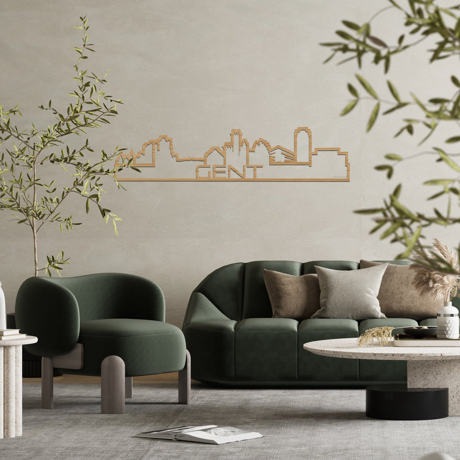 Skyline Shape Gent Bamboe houten cadeau decoratie relatiegeschenk van WoodWideCities