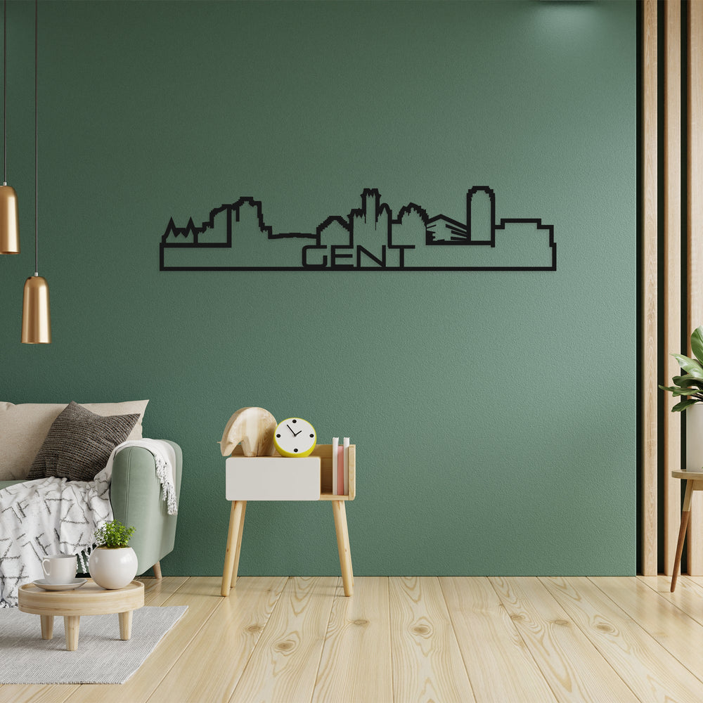 Skyline Shape Gent Black houten cadeau decoratie relatiegeschenk van WoodWideCities