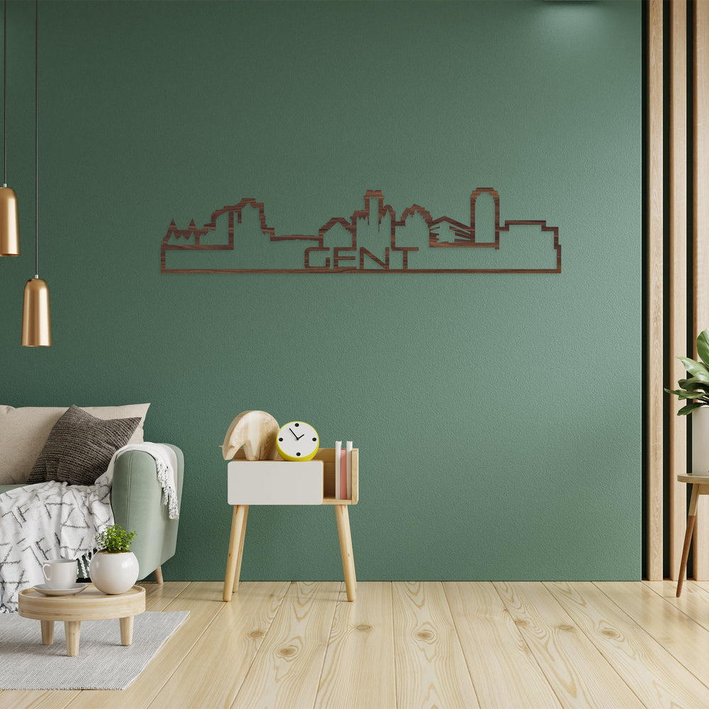 Skyline Shape Gent Noten houten cadeau decoratie relatiegeschenk van WoodWideCities