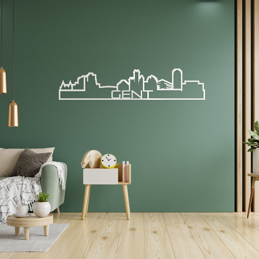 Skyline Shape Gent Wit glanzend gerecycled kunststof cadeau decoratie relatiegeschenk van WoodWideCities