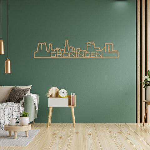 Skyline Shape Groningen Bamboe houten cadeau decoratie relatiegeschenk van WoodWideCities