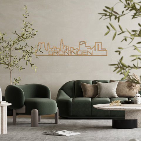 Skyline Shape Groningen Bamboe houten cadeau decoratie relatiegeschenk van WoodWideCities