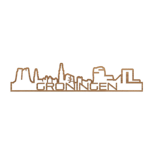 Skyline Shape Groningen Eiken houten cadeau decoratie relatiegeschenk van WoodWideCities