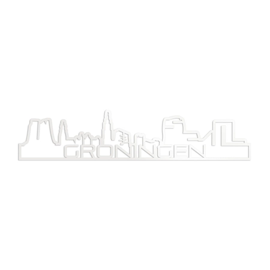 Skyline Shape Groningen Wit glanzend gerecycled kunststof cadeau decoratie relatiegeschenk van WoodWideCities