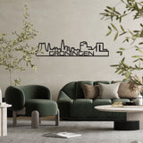 Skyline Shape Groningen Zwart glanzend gerecycled kunststof cadeau decoratie relatiegeschenk van WoodWideCities