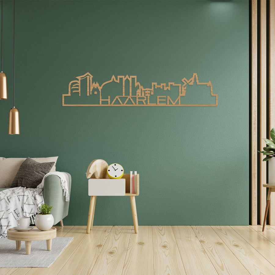Skyline Shape Haarlem Bamboe houten cadeau decoratie relatiegeschenk van WoodWideCities