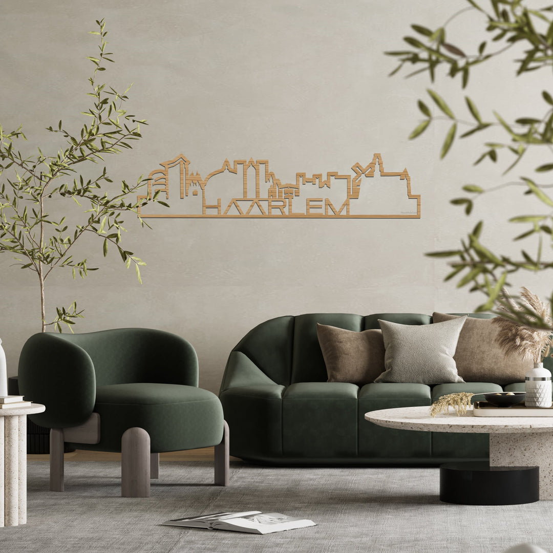 Skyline Shape Haarlem Bamboe houten cadeau decoratie relatiegeschenk van WoodWideCities