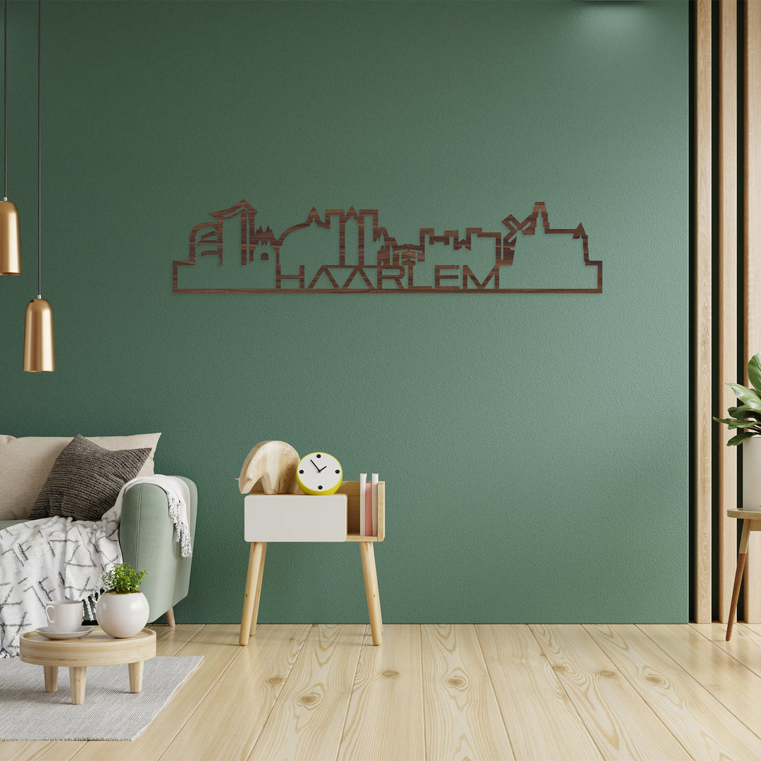 Skyline Shape Haarlem Noten houten cadeau decoratie relatiegeschenk van WoodWideCities