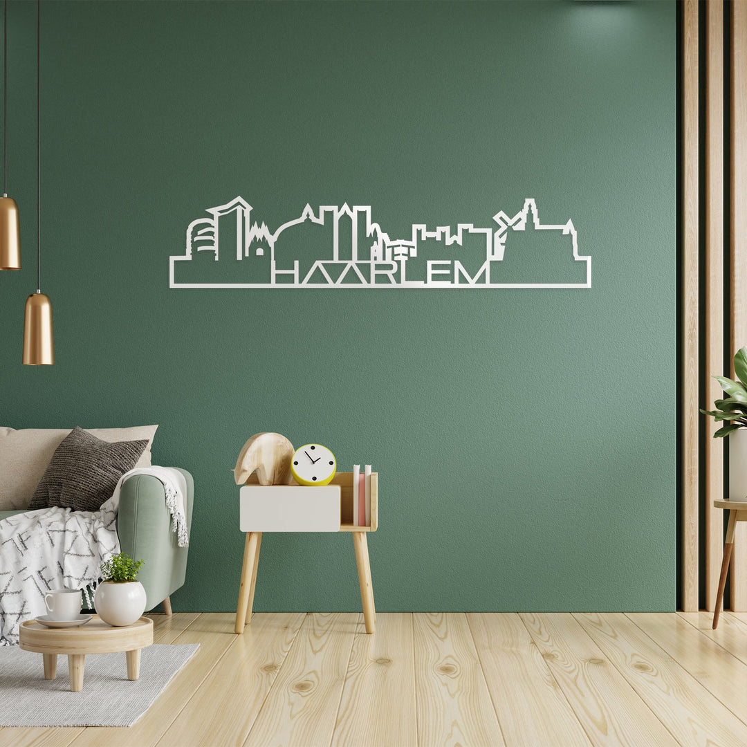 Skyline Shape Haarlem Wit glanzend gerecycled kunststof cadeau decoratie relatiegeschenk van WoodWideCities