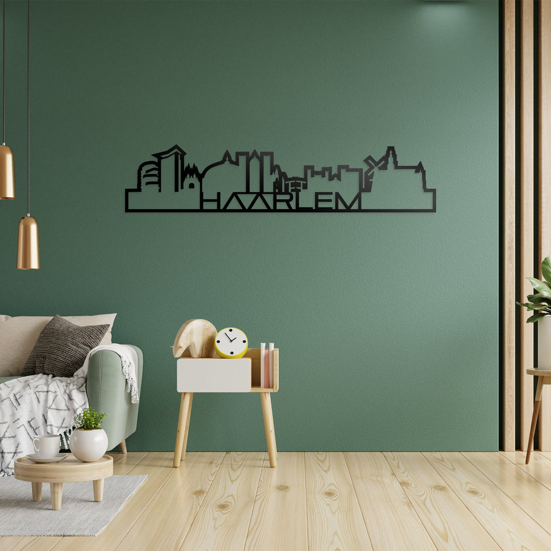 Skyline Shape Haarlem Zwart glanzend gerecycled kunststof cadeau decoratie relatiegeschenk van WoodWideCities