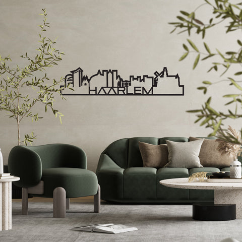 Skyline Shape Haarlem Zwart glanzend gerecycled kunststof cadeau decoratie relatiegeschenk van WoodWideCities