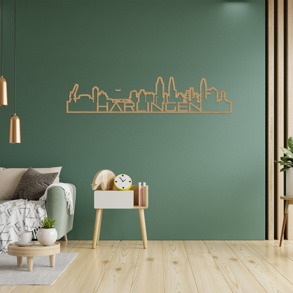 Skyline Shape Harlingen Bamboe houten cadeau decoratie relatiegeschenk van WoodWideCities