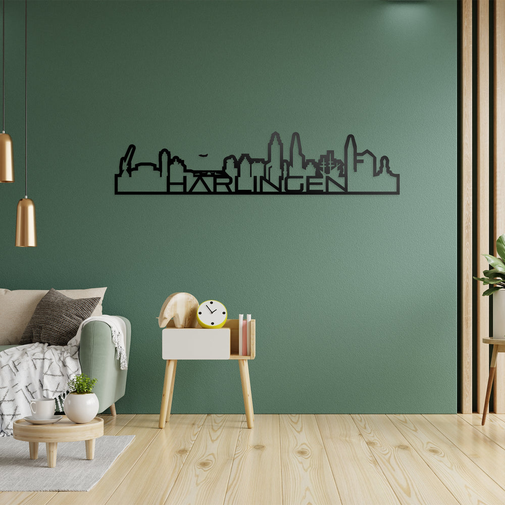 Skyline Shape Harlingen Zwart glanzend gerecycled kunststof cadeau decoratie relatiegeschenk van WoodWideCities