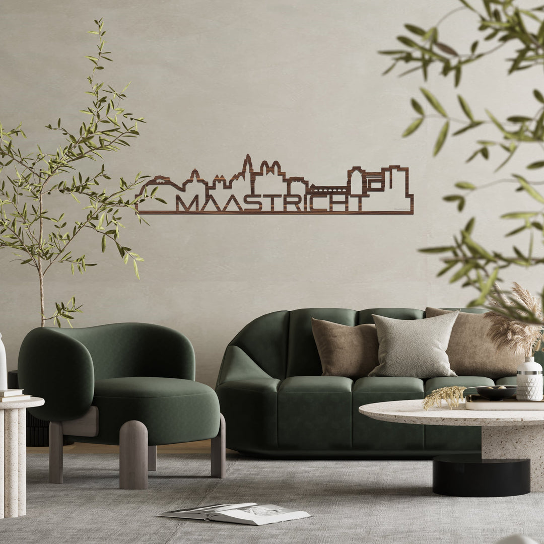 Skyline Shape Maastricht Noten houten cadeau decoratie relatiegeschenk van WoodWideCities