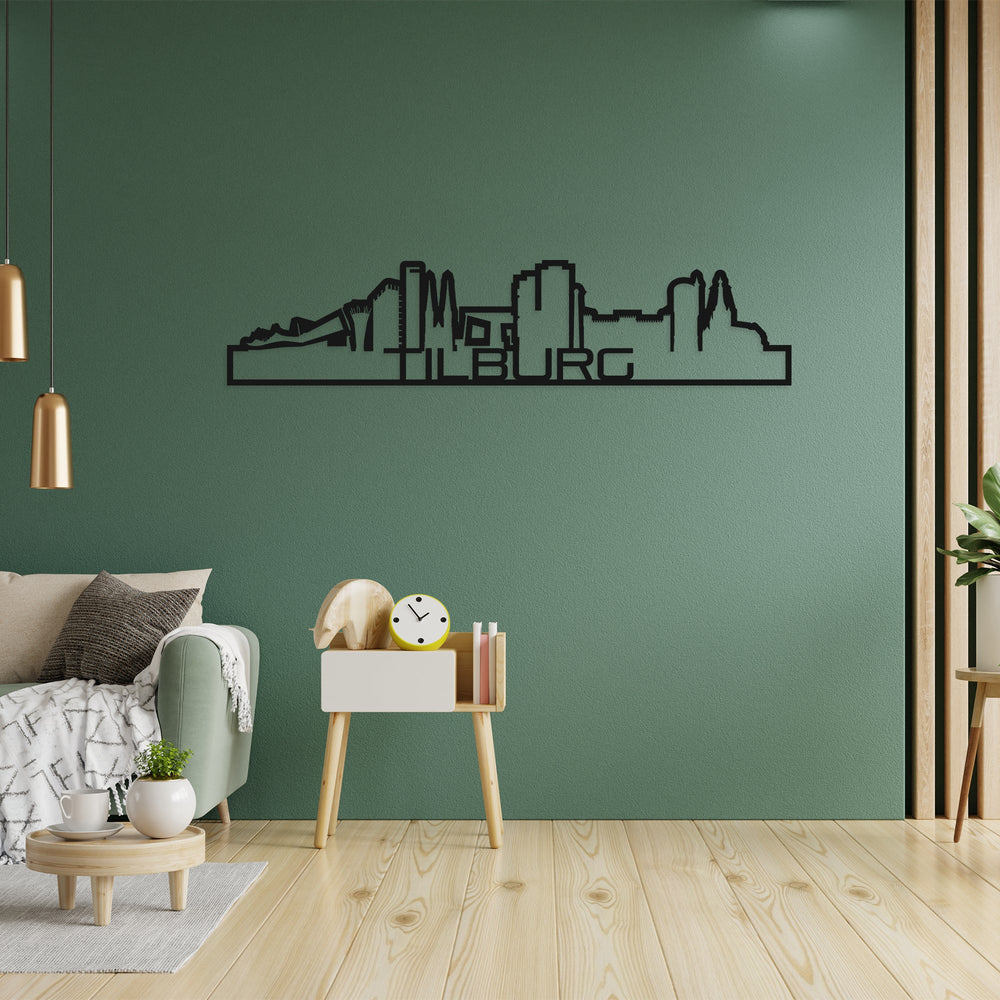 Skyline Shape Tilburg Black houten cadeau decoratie relatiegeschenk van WoodWideCities