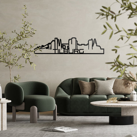 Skyline Shape Tilburg Black houten cadeau decoratie relatiegeschenk van WoodWideCities