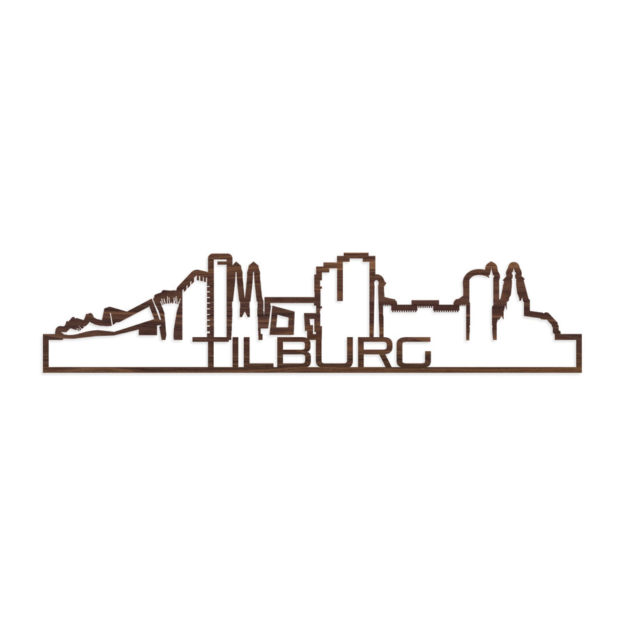 Skyline Shape Tilburg Noten houten cadeau decoratie relatiegeschenk van WoodWideCities