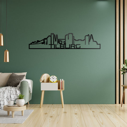 Skyline Shape Tilburg Zwart glanzend gerecycled kunststof cadeau decoratie relatiegeschenk van WoodWideCities