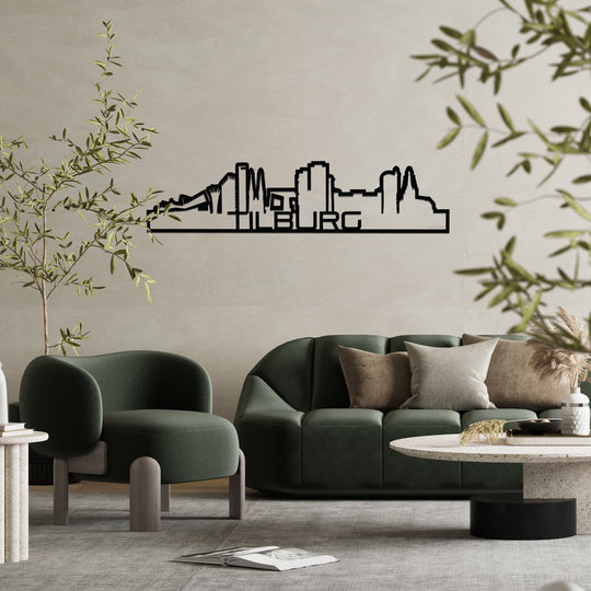 Skyline Shape Tilburg Zwart glanzend gerecycled kunststof cadeau decoratie relatiegeschenk van WoodWideCities