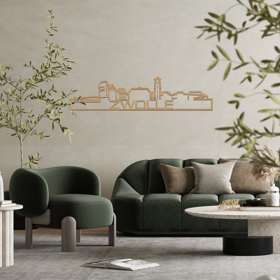 Skyline Shape Zwolle Bamboe houten cadeau decoratie relatiegeschenk van WoodWideCities