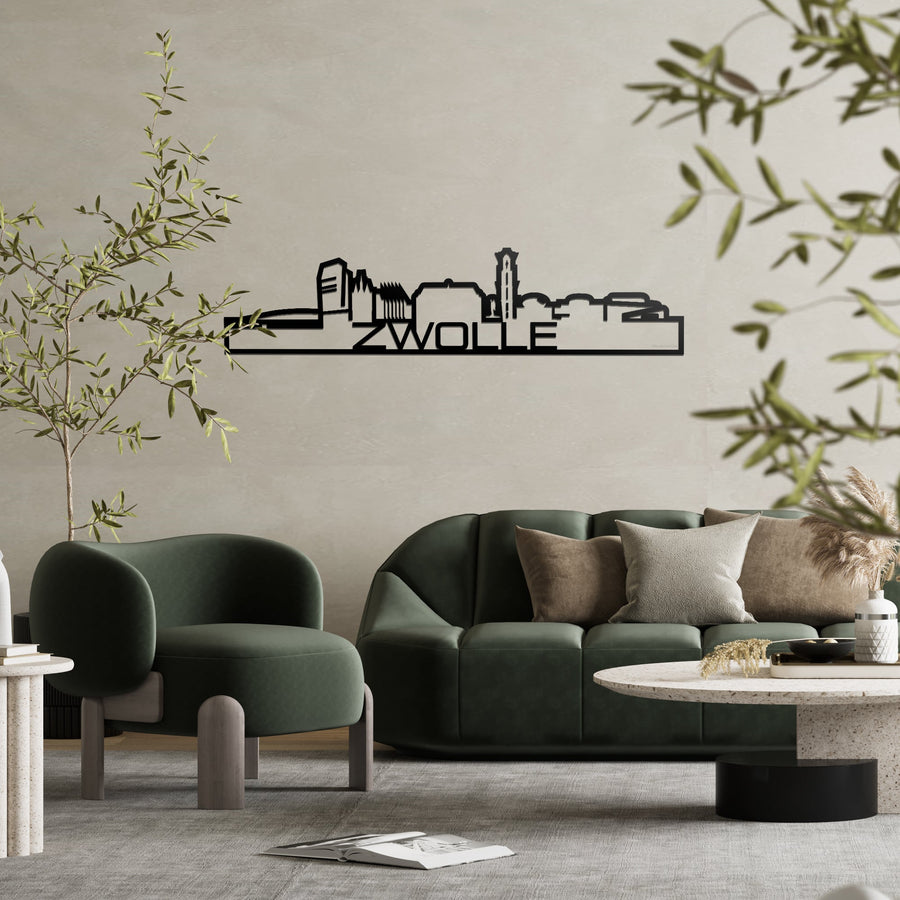 Skyline Shape Zwolle Black houten cadeau decoratie relatiegeschenk van WoodWideCities