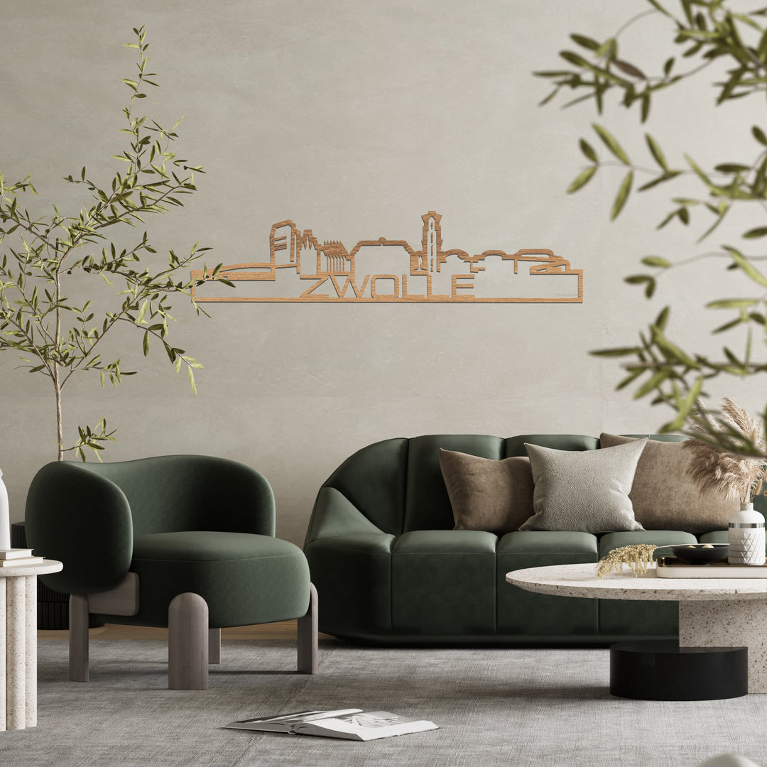 Skyline Shape Zwolle Eiken houten cadeau decoratie relatiegeschenk van WoodWideCities