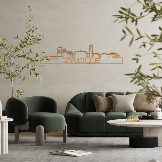 Skyline Shape Zwolle Eiken houten cadeau decoratie relatiegeschenk van WoodWideCities