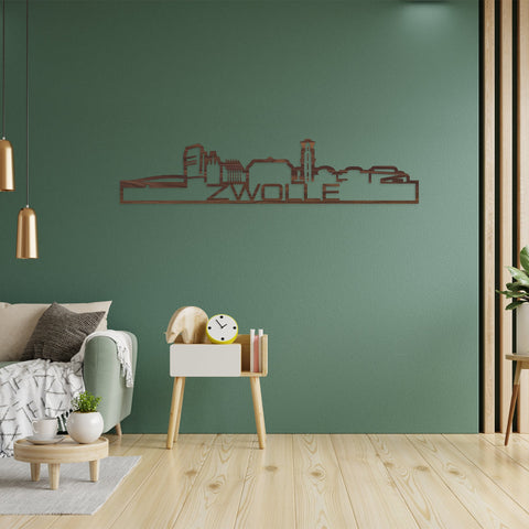 Skyline Shape Zwolle Noten houten cadeau decoratie relatiegeschenk van WoodWideCities
