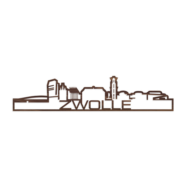 Skyline Shape Zwolle Noten houten cadeau decoratie relatiegeschenk van WoodWideCities