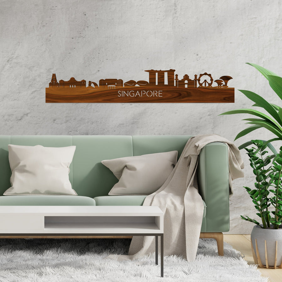 Skyline Singapore Palissander houten cadeau decoratie relatiegeschenk van WoodWideCities