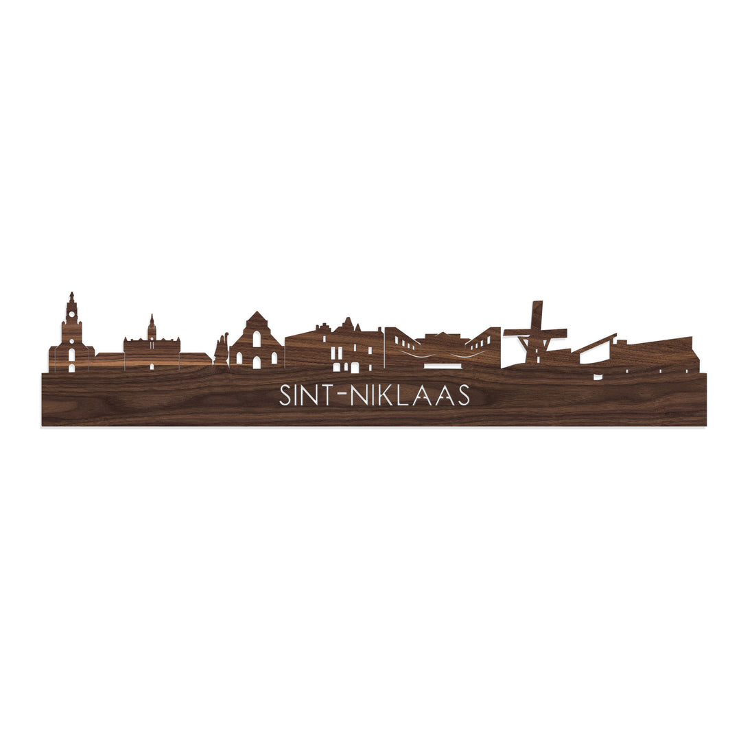 Skyline Sint-Niklaas Noten houten cadeau decoratie relatiegeschenk van WoodWideCities