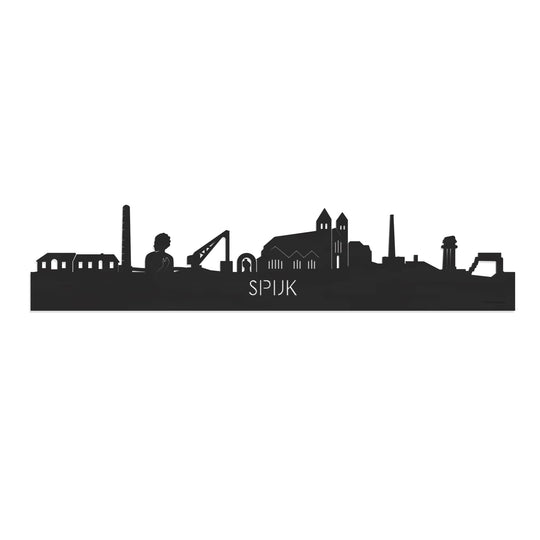 Skyline Spijk-Zevenaar Zwart houten cadeau decoratie relatiegeschenk van WoodWideCities