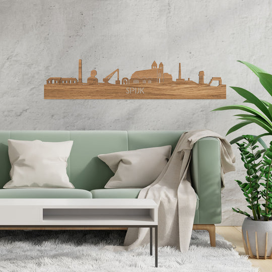 Skyline Spijk-Zevenaar Eiken houten cadeau decoratie relatiegeschenk van WoodWideCities