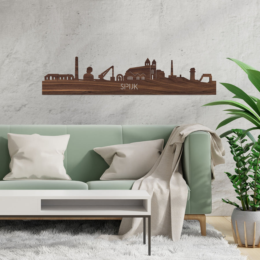 Skyline Spijk-Zevenaar Noten houten cadeau decoratie relatiegeschenk van WoodWideCities